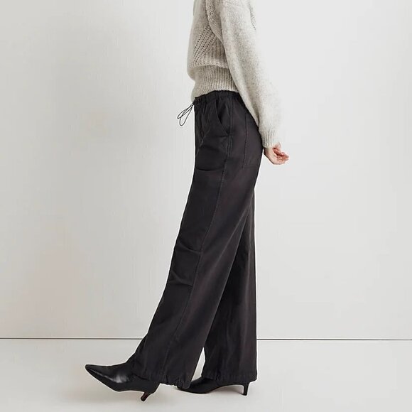 Madewell Cargo Parachute Pants Garment-Dyed Poplin Drawstring Black Size 24 NWT - Picture 11 of 11